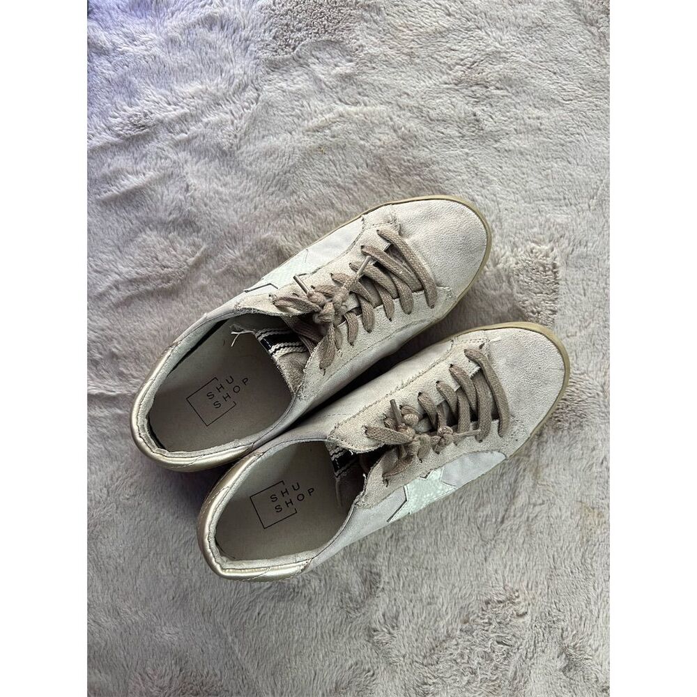 Shu Shop Women's Gray Suede Sneakers Size 7.5 Casual Lace Up - Picture 7 of 9